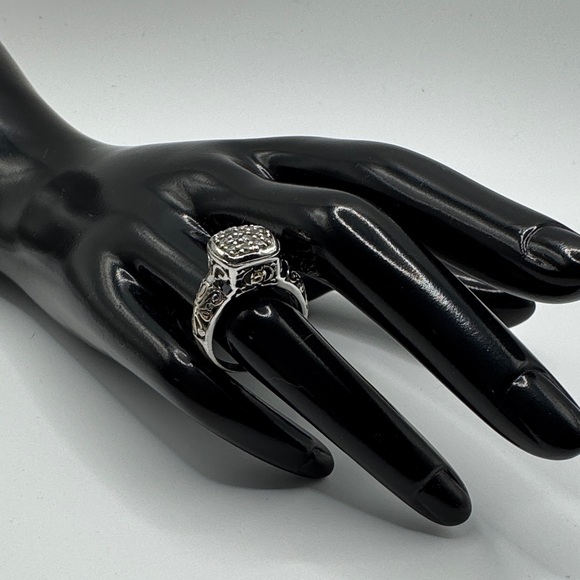 Vintage-Style Sterling Silver Ring with Pave Setting - Size 7 - Picture 15 of 16